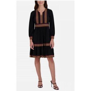 Robbie Bee Knee Length A Line Dress Smocked Striped Jersey Dress Size Large